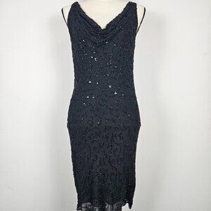 NWT Anne Klein Black Silk beaded dress